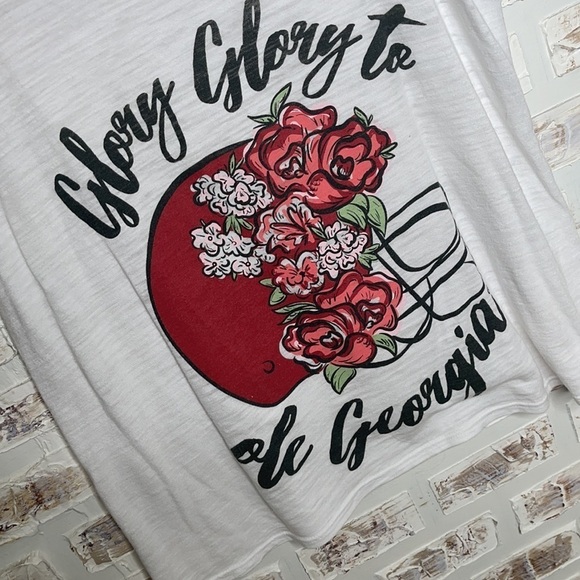 UGA “Glory Glory to ole Georgia” White Sleeveless Tank Tee - Picture 2 of 3